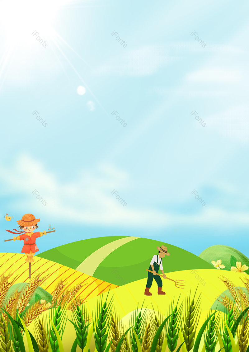 卡通插画风芒种海报背景图片素材,插画/手绘图,插画/手绘图库,插画/手绘图下载,插画/手绘